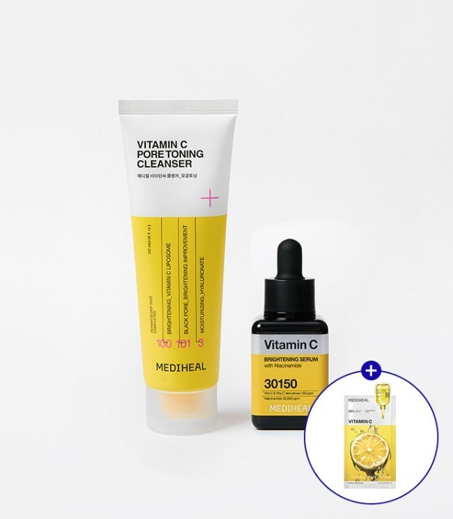 Mediheal [SET] Blemish Toning Vitamin C 2-Piece (Serum, Cleanser) + 1 Free Mask Pack