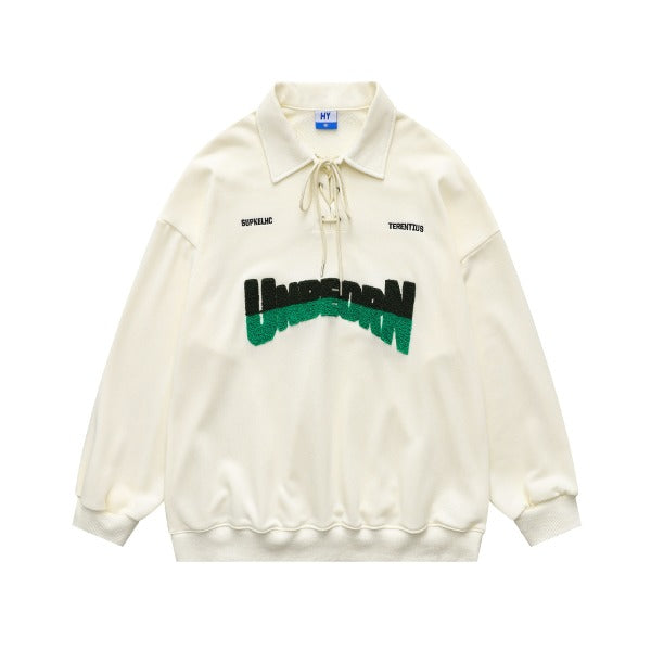 Gababa Unisex Black & Green Reverse Lettering Oversized Long Sleeve T-shirt G77288