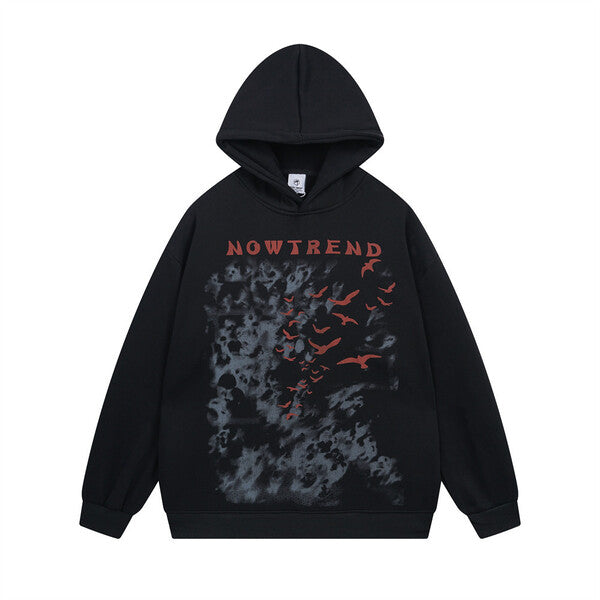 Gababa Unisex Hip Fleece Hoodie with Flying Bird Graphic G78279 (Big Size M~2XL)