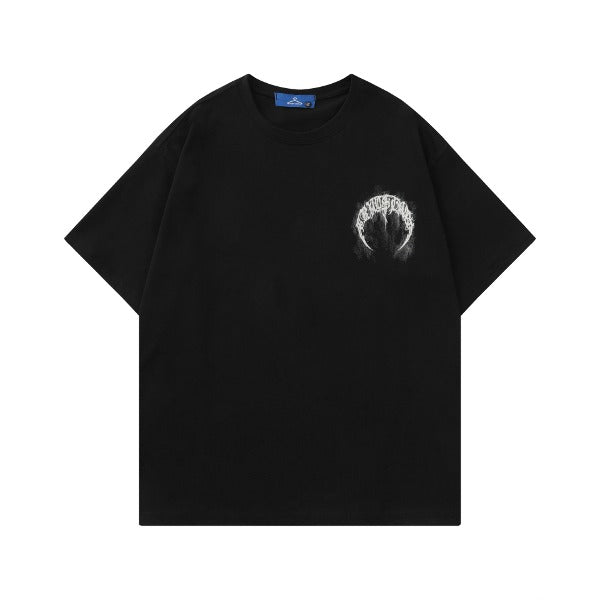 Gababa Unisex Crescent Letter Print Oversized Short-Sleeve T-shirt G76952 (Plus Size S~XL)