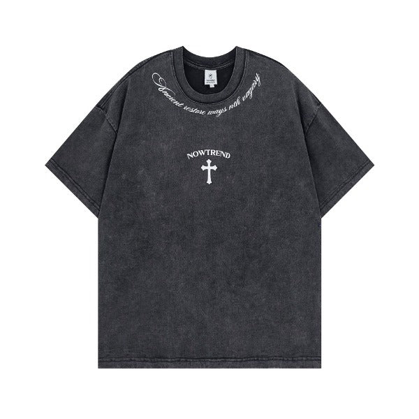 Gababa Unisex Round Lettering Short-Sleeve T-shirt G76906