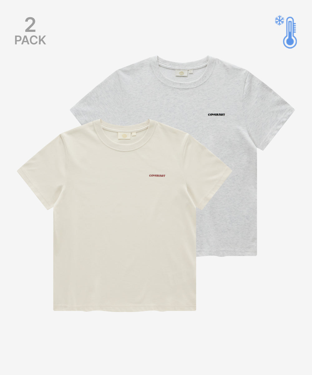 Covernat Women's Cool Cotton Essential T-shirt 2PACK Heather Grey + Ecru