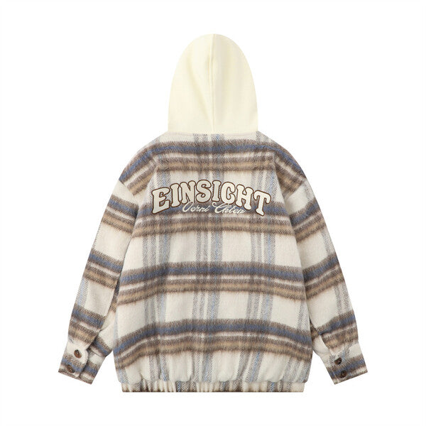 Gababa Unisex pastel hooded zip-up with back lettering and check pattern G78315