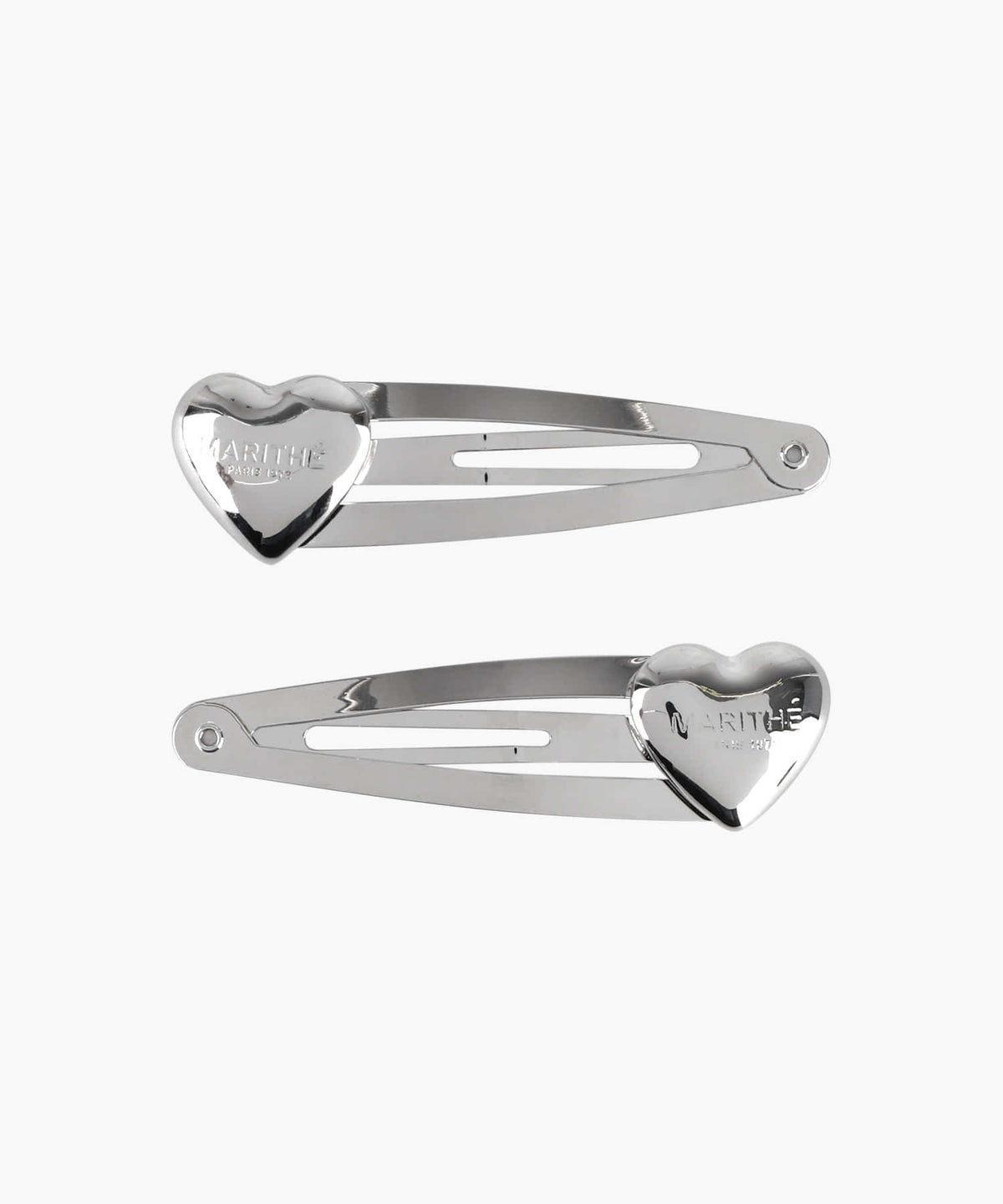 MARITHE REGULAR LOGO HEART HAIR PIN 2PACK silver