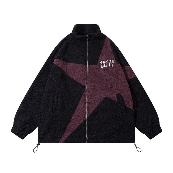 Gababa Unisex Fleece Jacket with Large Star Detail G78433 (Plus Size M~XL)