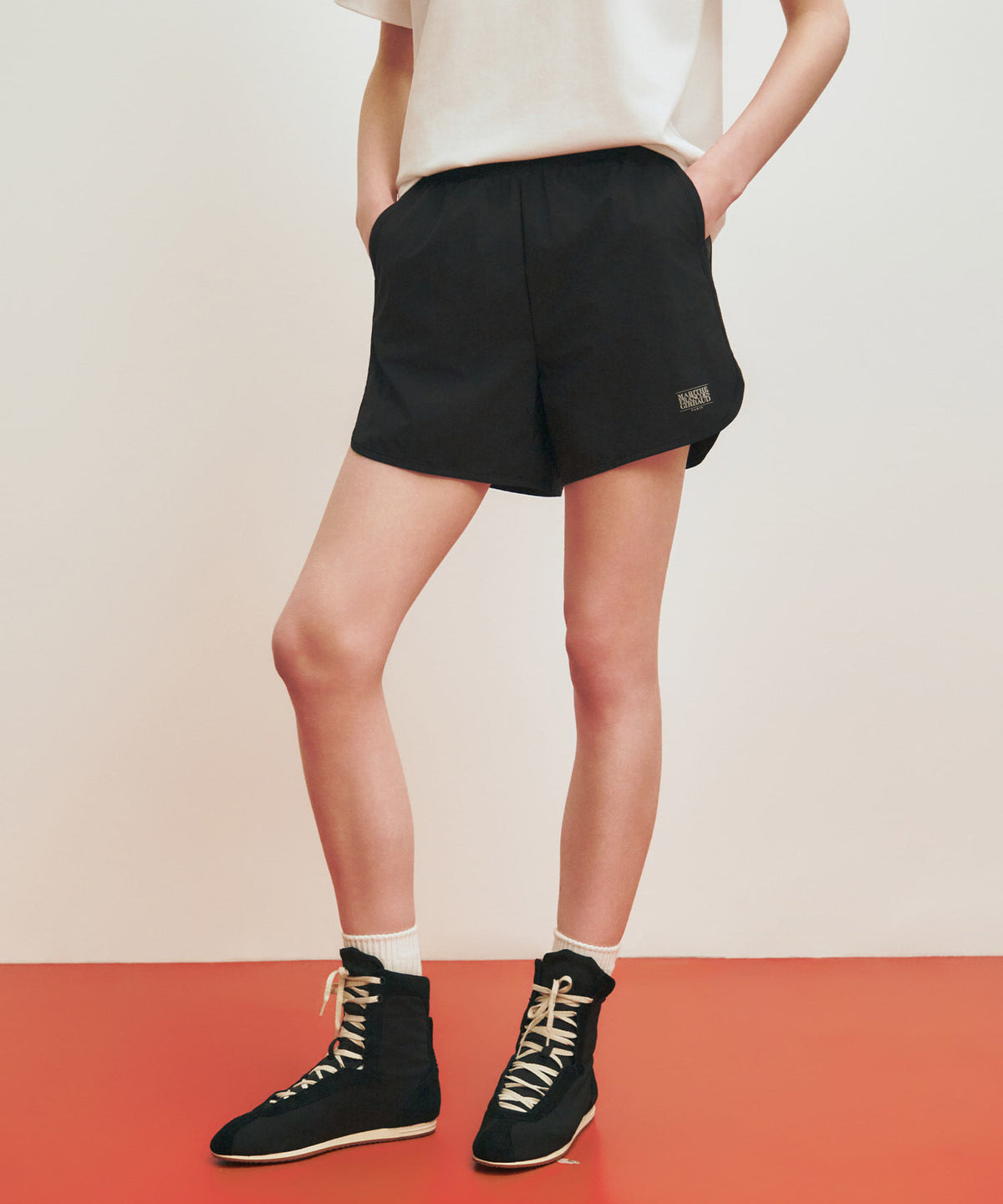 MARITHE SPORT DOUBLE-LAYER SHORTS black