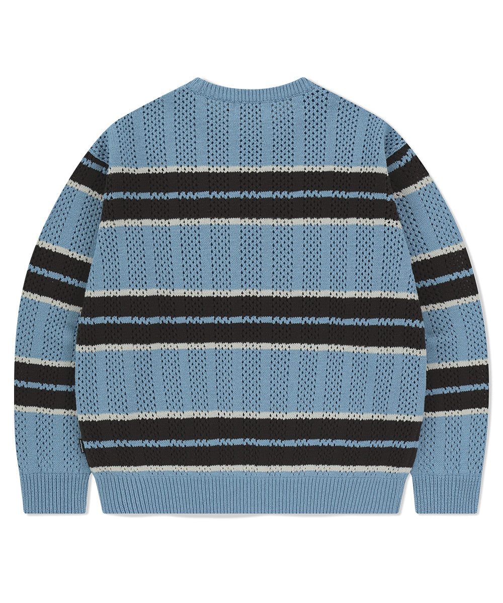 MAHAGRID MESH STRIPE KNIT[SKYBLUE]