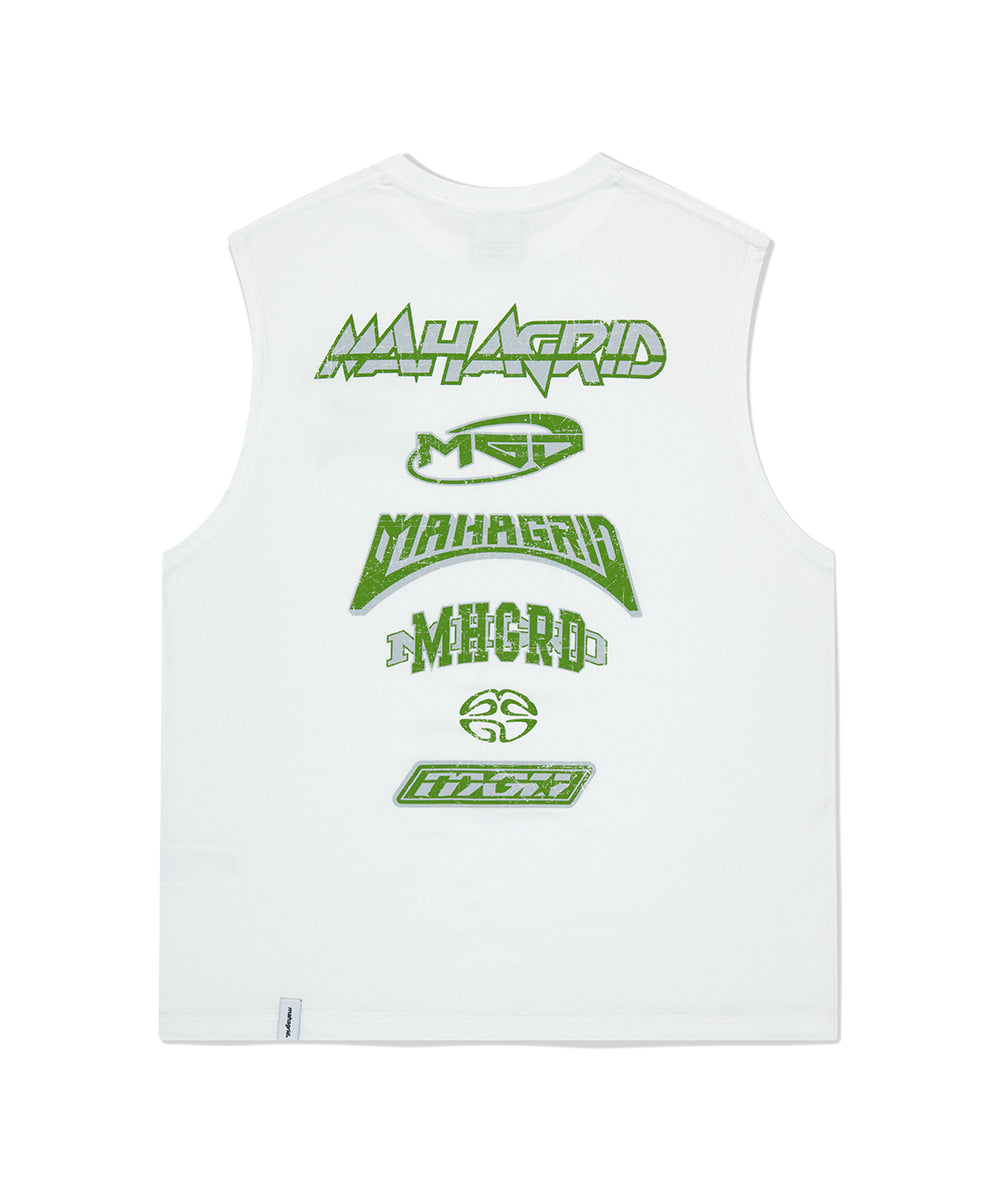 MAHAGRID MULTI LOGO SLEEVLESS [WHITE]