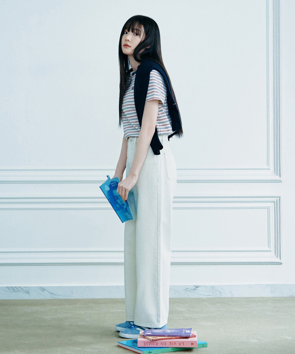 Covernat Worn by Choi Yun-ji Women's Straight Denim Pants Cream
