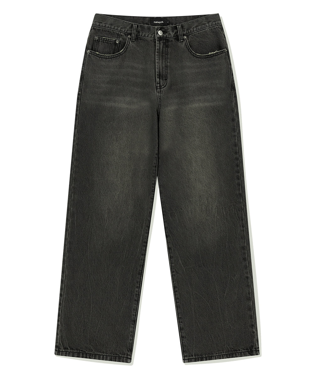 MAHAGRID MUD WASHED DENIM PANANT [BLACK]