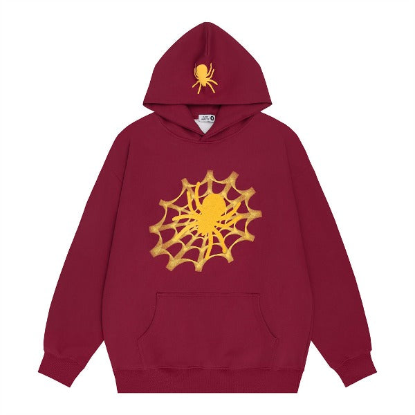 Gababa Unisex spider web printing pointy hip oversized hoodie G78321 (big size M ~ 2XL)