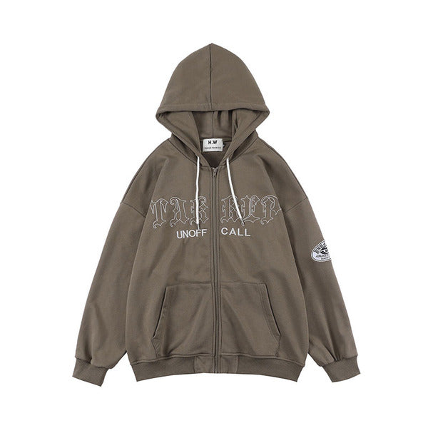 Gababa UNOFFCALL Logo Oversized Hoodie Zip-up G77326 Unisex