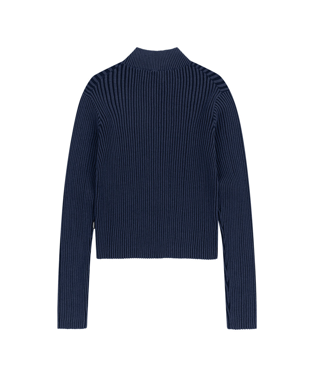 MAHAGRID TWO TONE ZIP UP CARDIGAN [BLUE]
