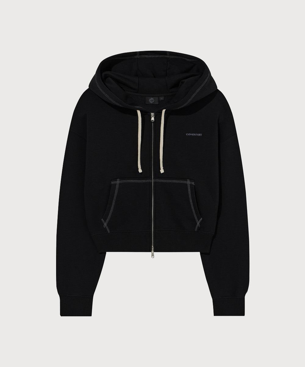 Covernat [SET] Women's Basic Hood Zip-Up Black