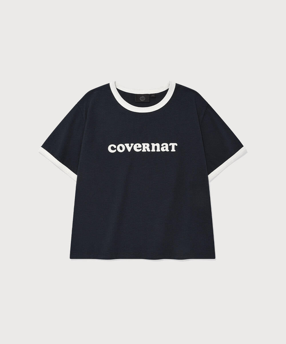Covernat Women's Crop Cooper Logo Ring T-shirt Navy