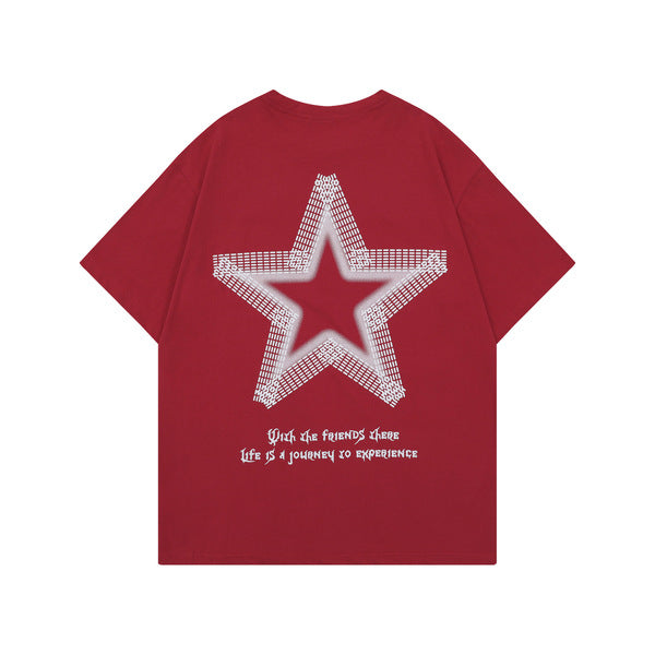 Gababa Unisex Big Star Line Graphic Short Sleeve T-Shirt G76970