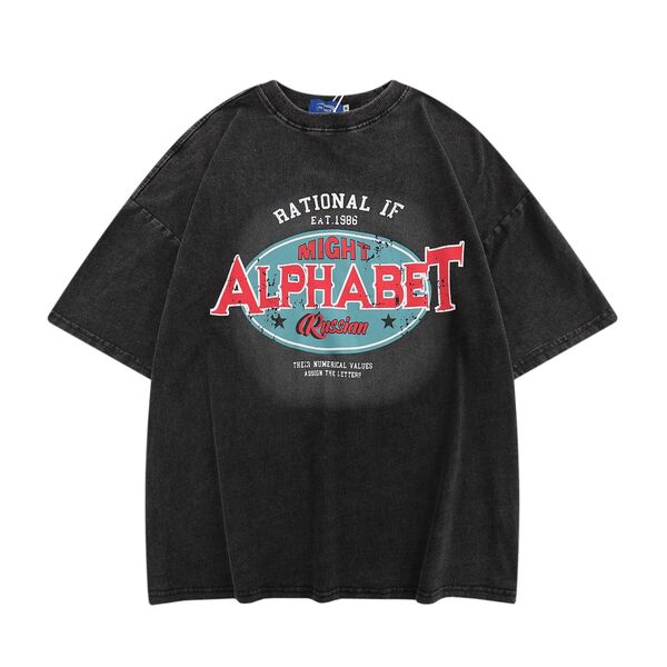 Gababa [High Demand] Unisex Alphabet Lettering Oversfit Short Sleeve T-shirt G77196