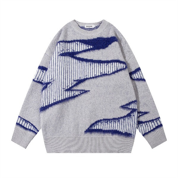 Gababa Unisex Distressed Street Round Neck Long Sleeve Knit G78172 (Plus Size S~2XL)