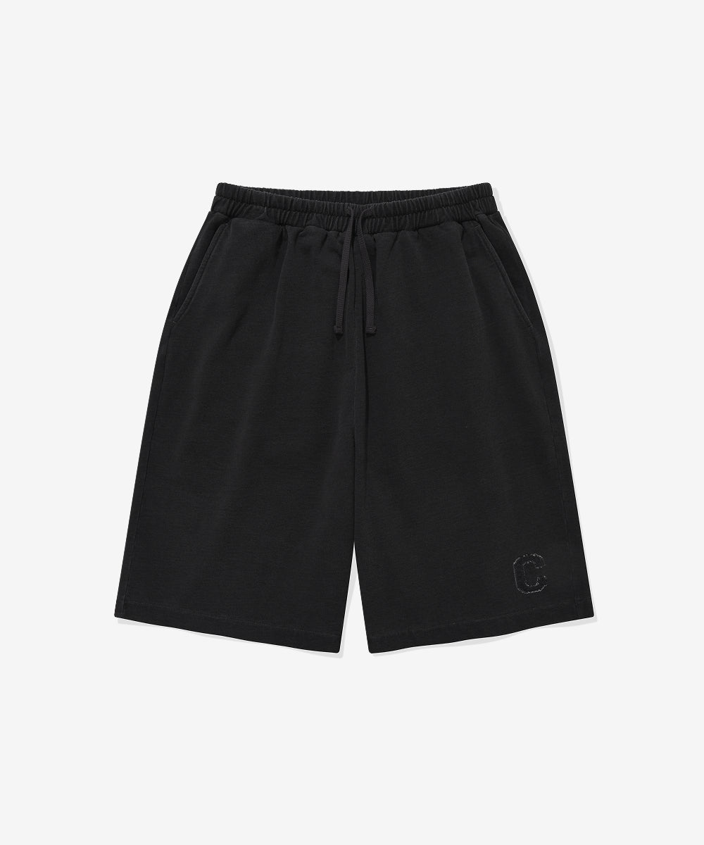 Covernat C Logo Bermuda Denim Sweat Shorts Black