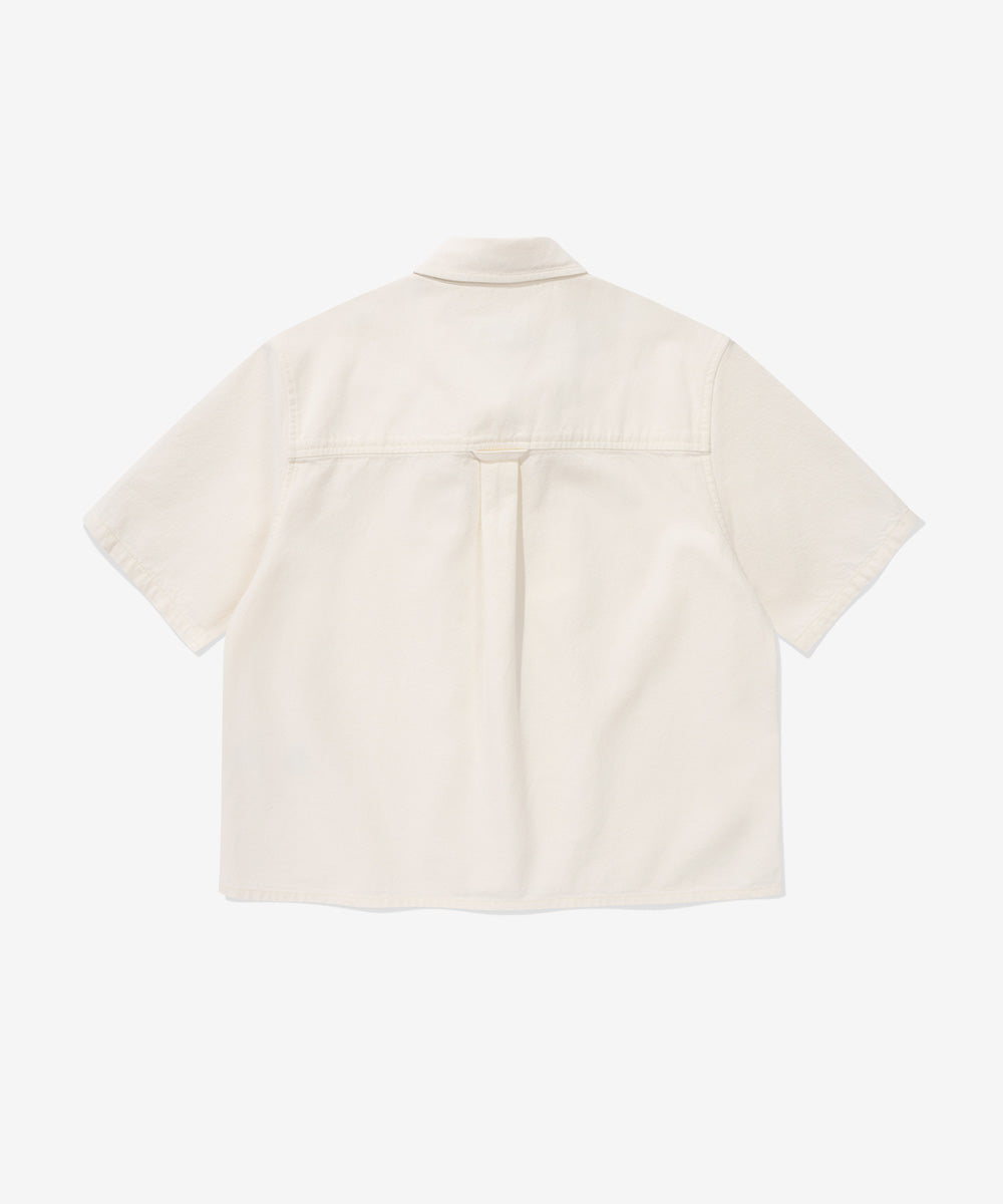 Covernat [Worn by Yunji Choi] Women's C Logo Denim Half Shirt Ecru