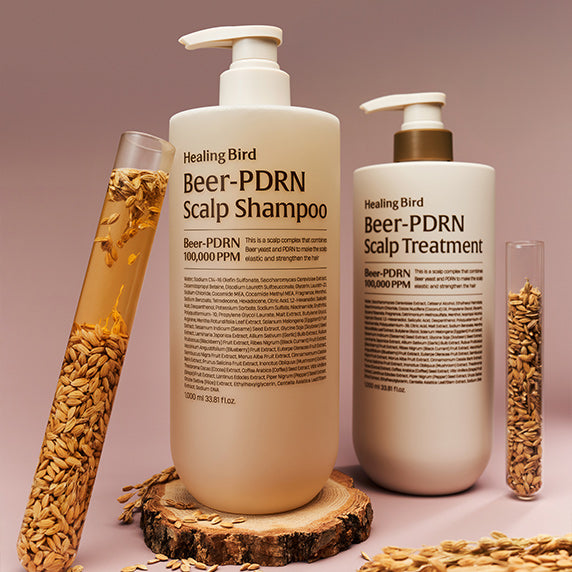 Healing Bird [SET] Beer PDRN Anti-Hair Loss Shampoo 1L + Scalp Treatment 1L