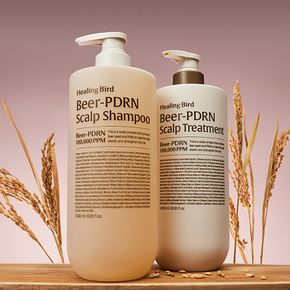 Healing Bird [SET] Beer PDRN Anti-Hair Loss Shampoo 1L + Scalp Treatment 1L