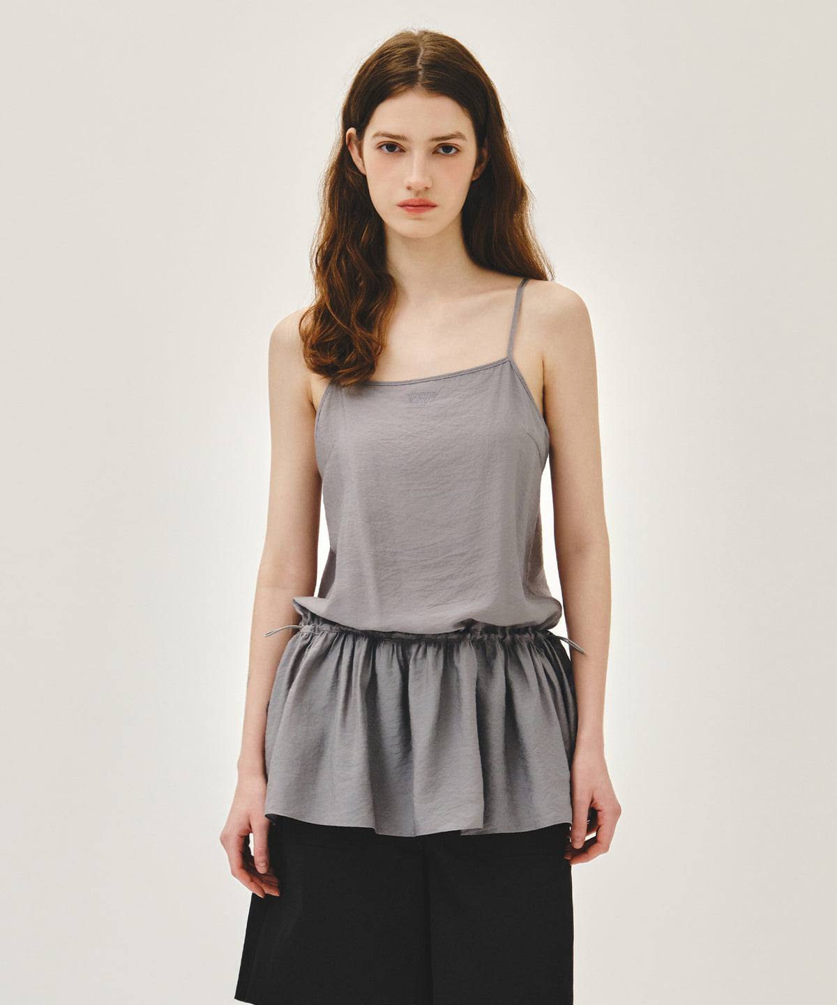 MARITHE W SHIRRING SLEEVELESS DRESS gray