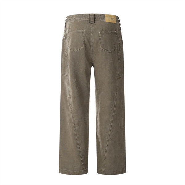 Gababa Unisex Long Two-Pocket Wide Denim Straight Pants G78235 (Plus Size XS ~ 2XL)