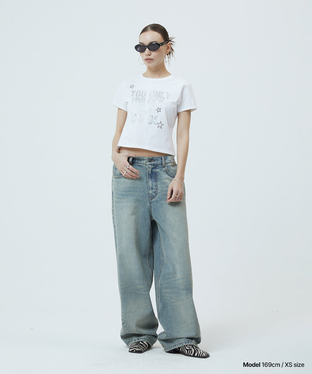 MAHAGRID UNLOCK CROP TEE[BLACK]