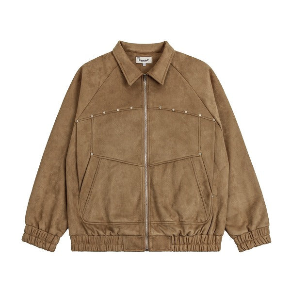Gababa Unisex daily collar jacket with stud and zipper points for light wear G77876