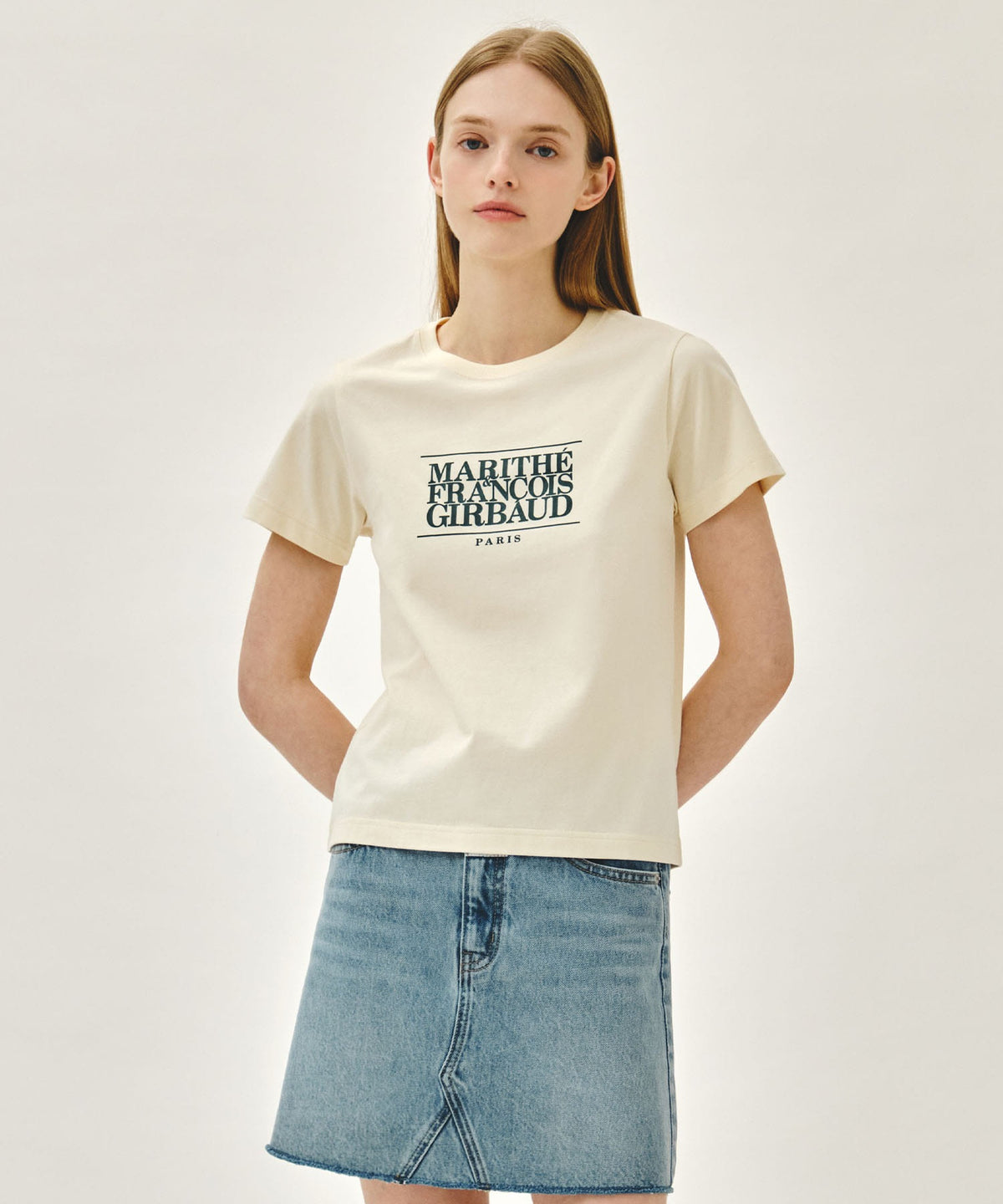 MARITHE [7/15 Scheduled Shipping] W CLASSIC LOGO TEE cream/green