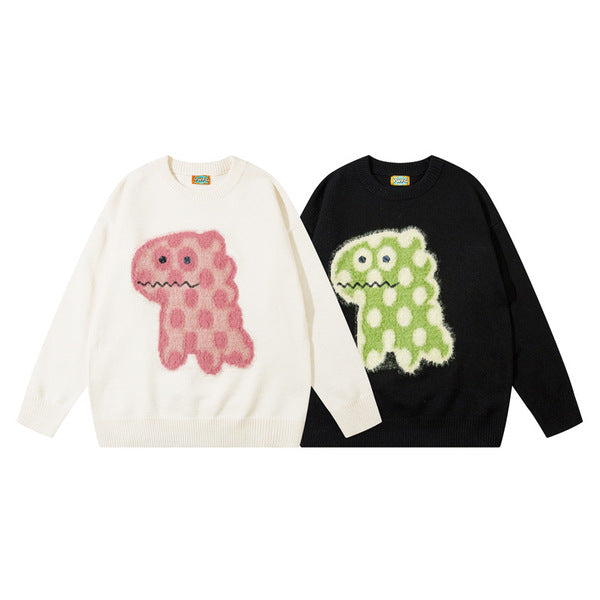 Gababa [Same Day/Best Seller] Women's Cartoon Polka Dot Dragon Long Sleeve Sweater G77687