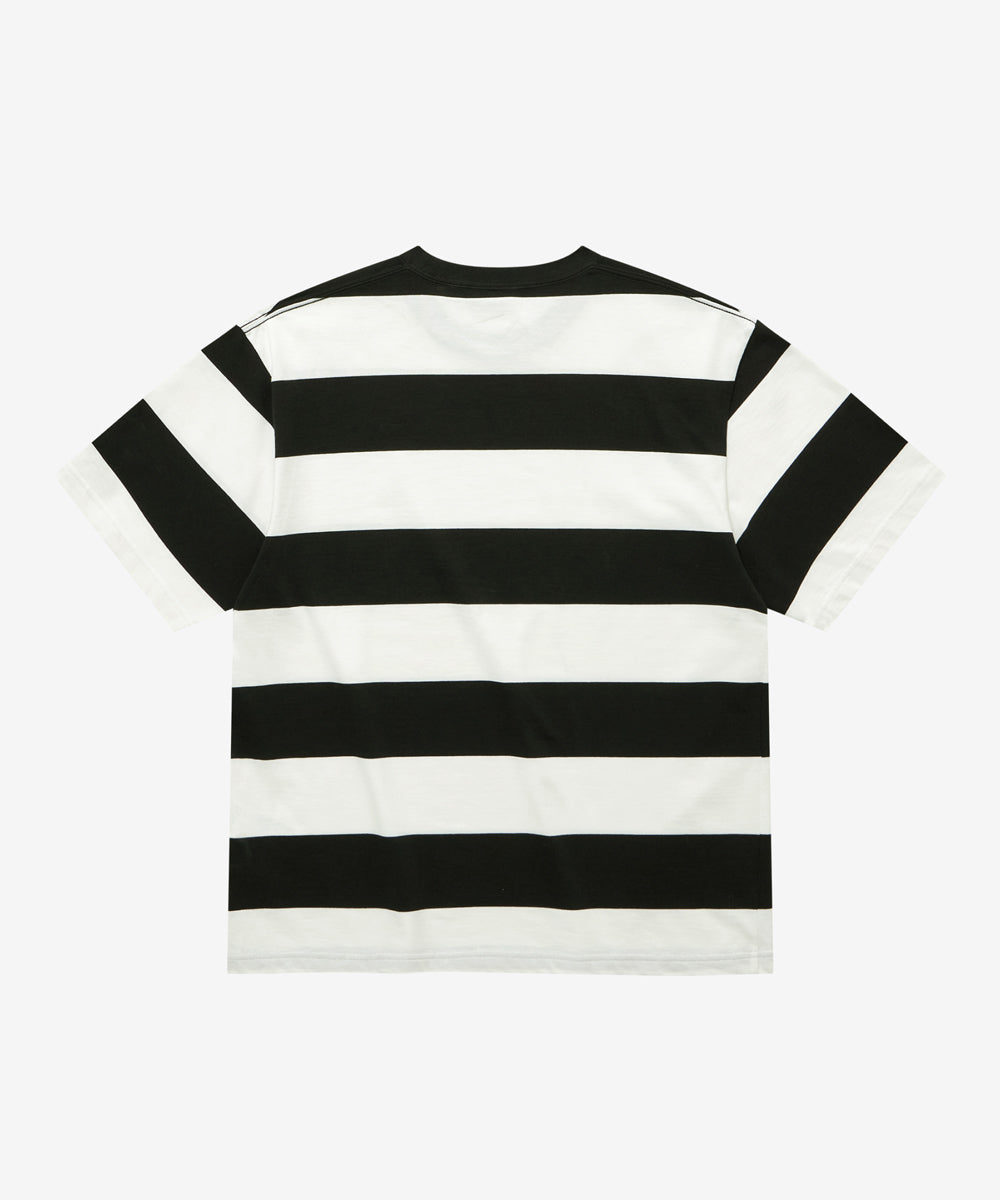Covernat Stripe Rugby Round T-shirt Black