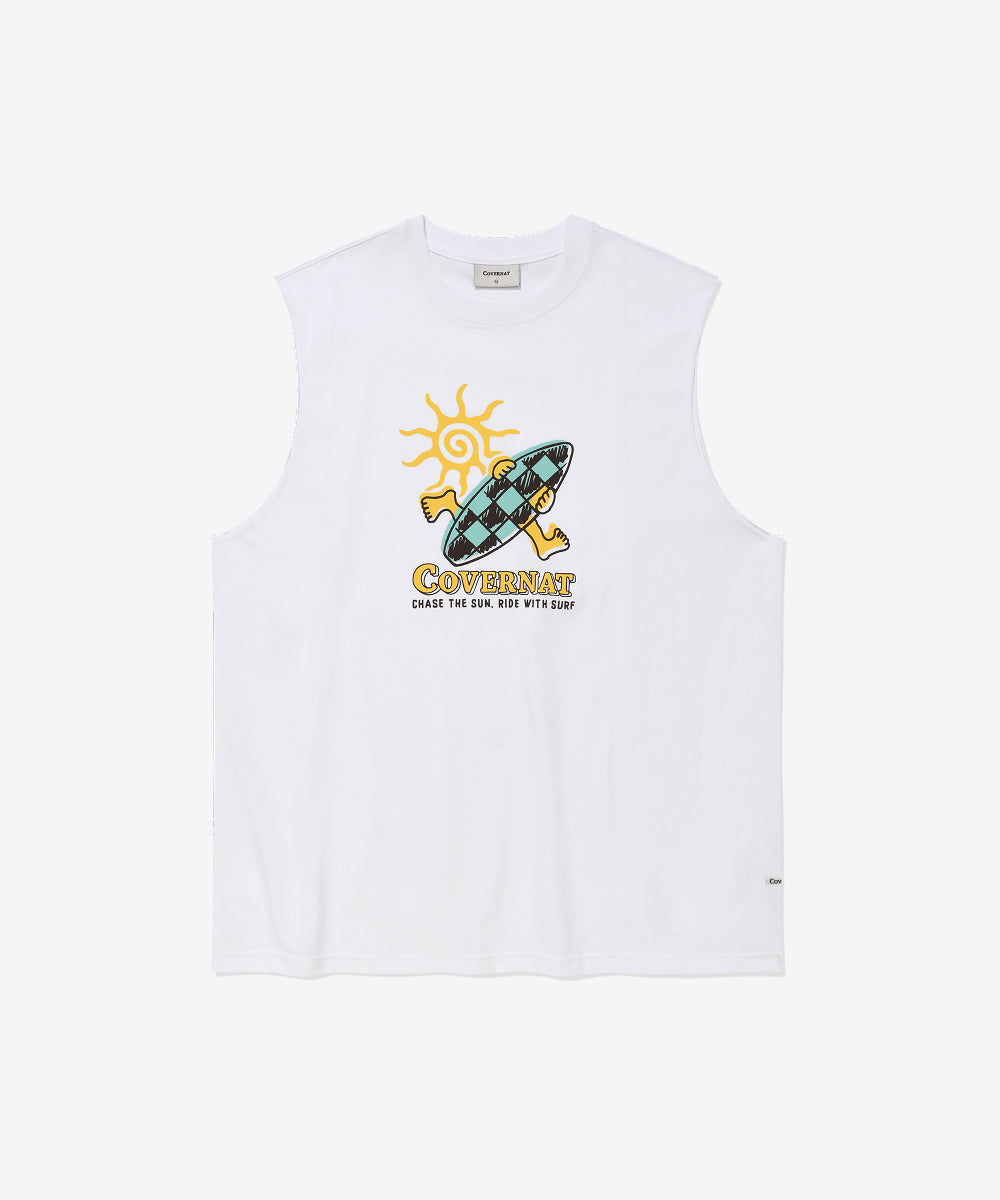 Covernat Checkerboard Graphic Sleeveless White