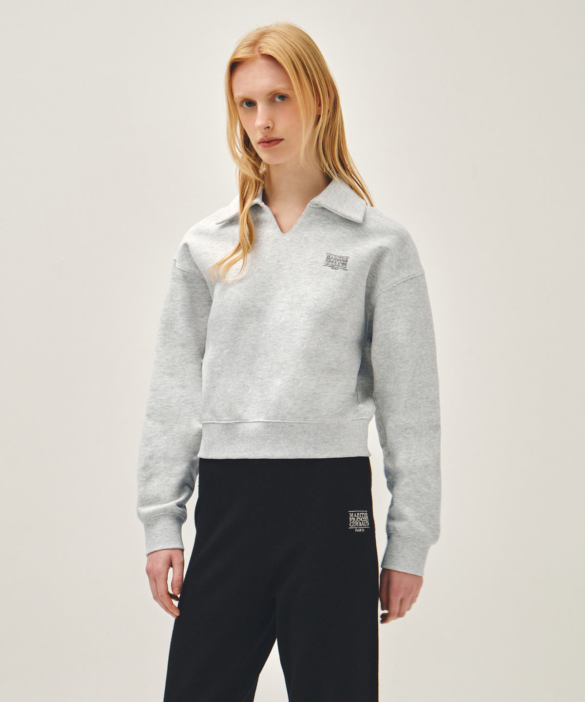 MARITHE W DOODLE CLASSIC LOGO COLLAR SWEATSHIRT light heather gray