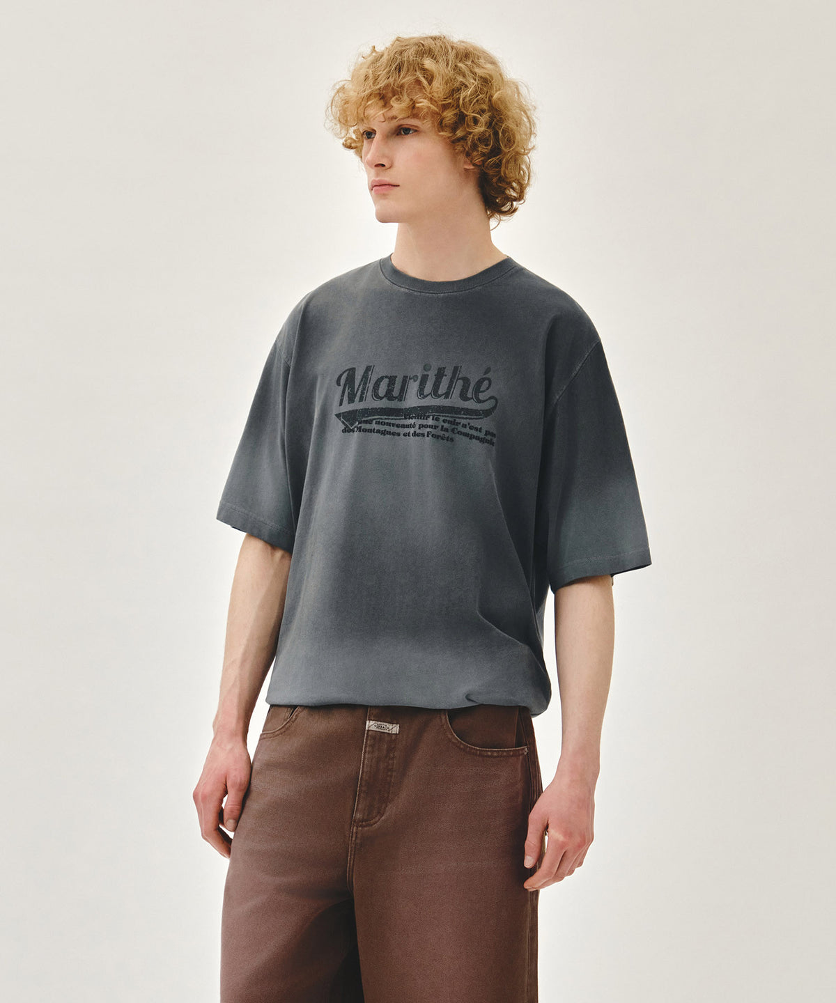 MARITHE GRADATION DYEING OVERSIZED TEE charcoal