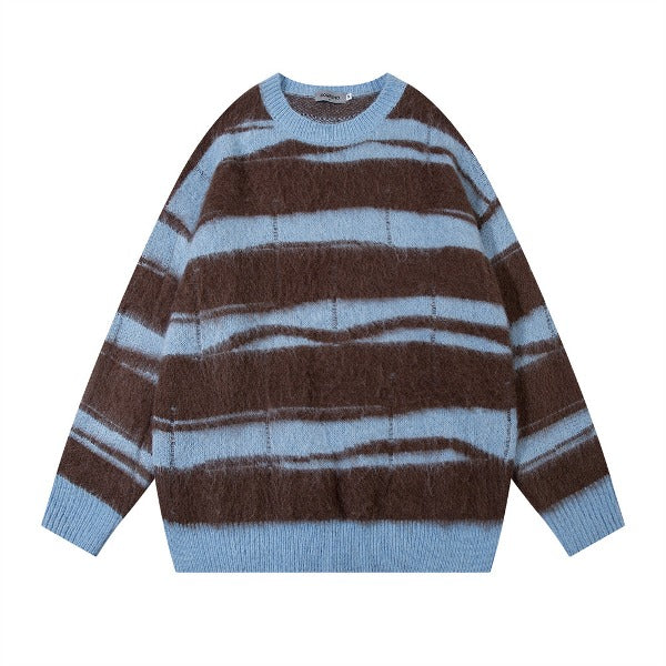 Gababa Unisex Daily Colorblock Round Neck Long Sleeve Sweater G78190 (Plus Size S~2XL)