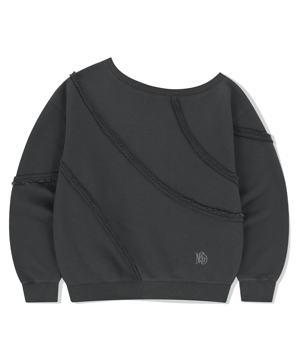 MAHAGRID ONE SHOULDER SWEATSHIRT [CHARCOAL]