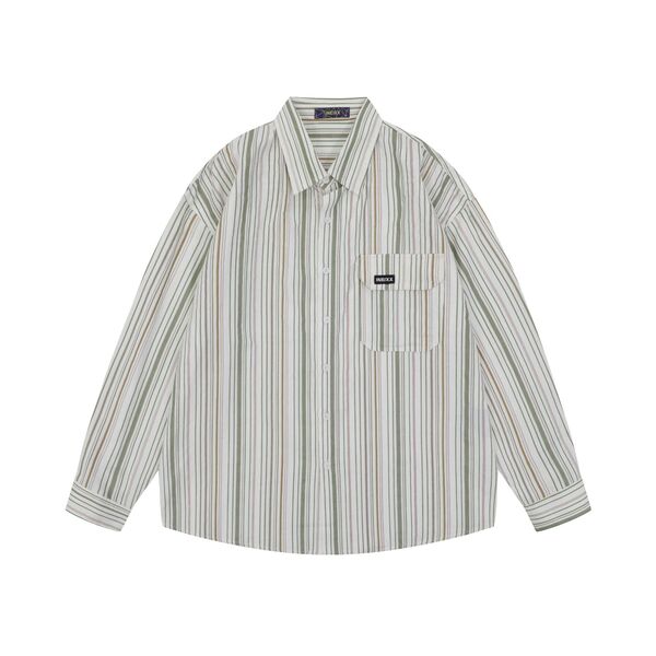 Gababa Unisex Line Point Overfit Collar Long-Sleeve Shirt G77366 (Plus Size M~2XL)