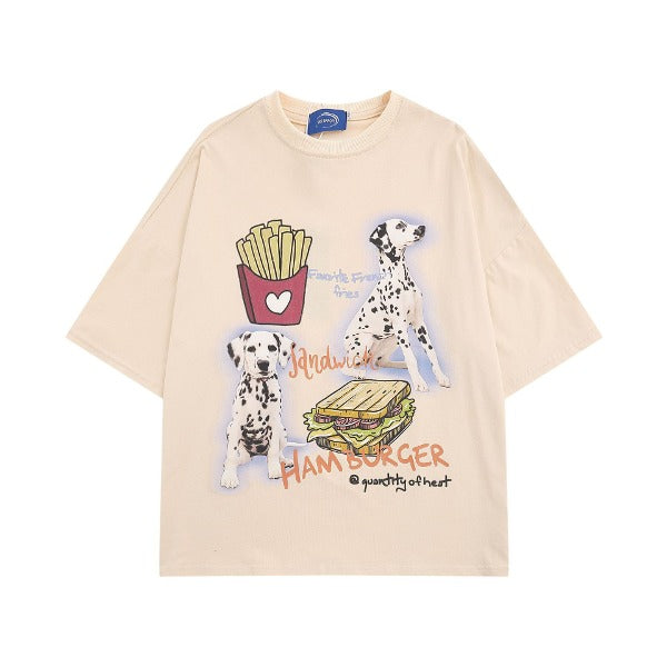 Gababa Unisex Dalmatian Snack Time Oversized Short-Sleeve T-shirt G77064 (Plus Size M~XL)