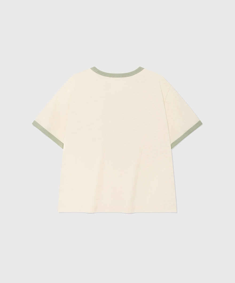 Covernat Women's Summer Graphic Ringer T-shirt Ivory