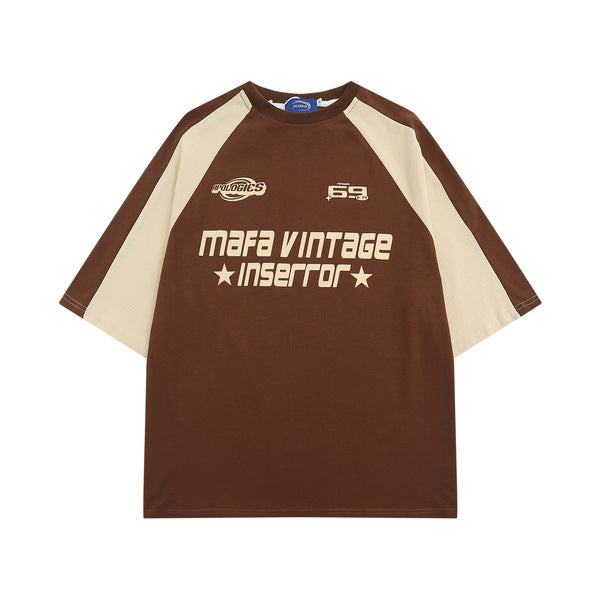 Gababa Raglan Vintage Short Sleeve T-shirt G74816 (Plus Size M~XL)