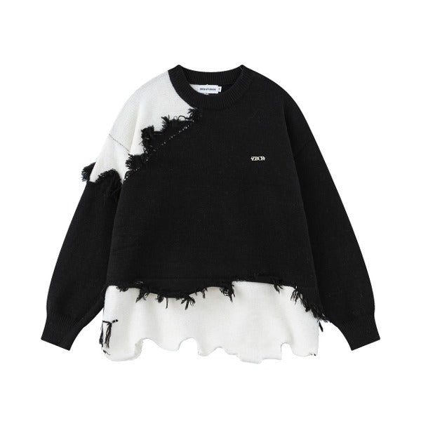 Gababa [Same Day/Best Seller] Women's Distressed Hip-hop Style Overfit Long-Sleeve Sweater G77688