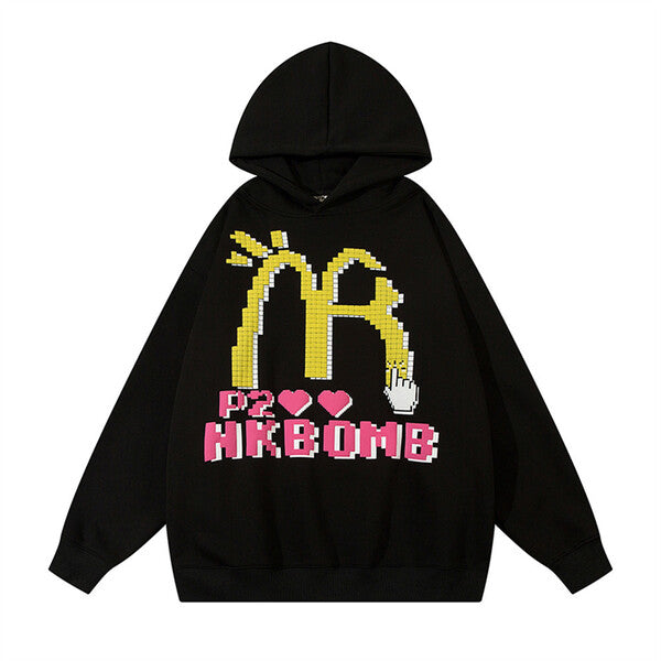 Gababa Unisex Oversized Hoodie with Block Lettering Design G77726 (Plus Size M~2XL)