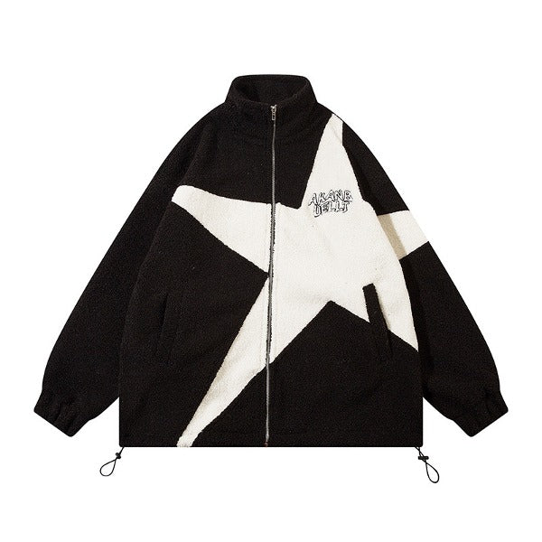 Gababa Unisex Fleece Jacket with Large Star Detail G78433 (Plus Size M~XL)