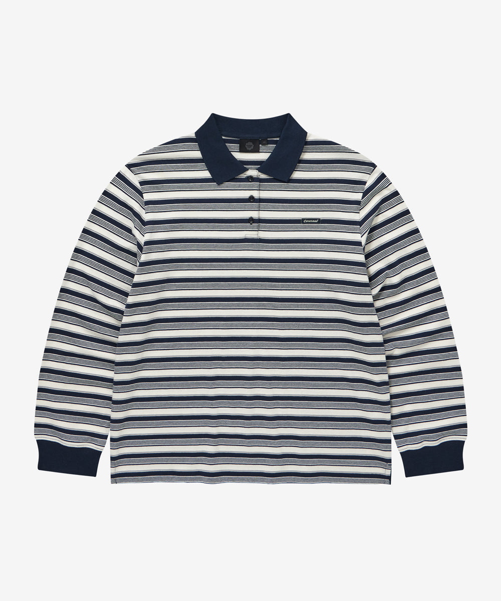 Covernat [Worn by Yunji Choi] Womens' Stripe Collar Long Sleeve Navy