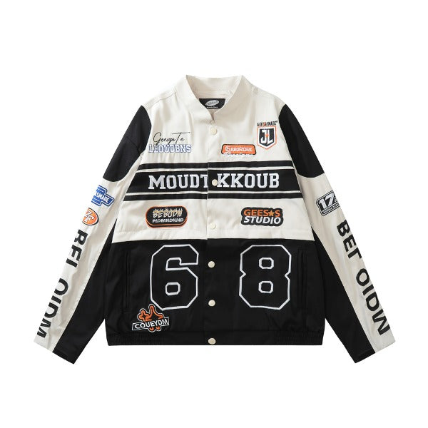 Gababa [Popular] Unisex Detachable Racing 68 Oversized Jacket G77328 (Plus Size S~XL)