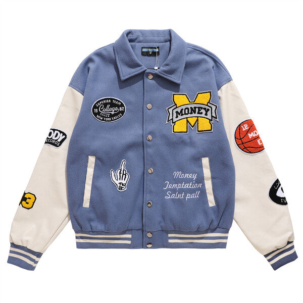 Gababa Unisex Allstar Basketball Style Collar Baseball Jacket G78123 (Big Size S~XL)