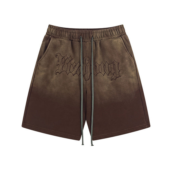 Gababa [High Demand] Unisex Gradient Color Lettering Banding Shorts G77172 (Plus Size M~2XL)