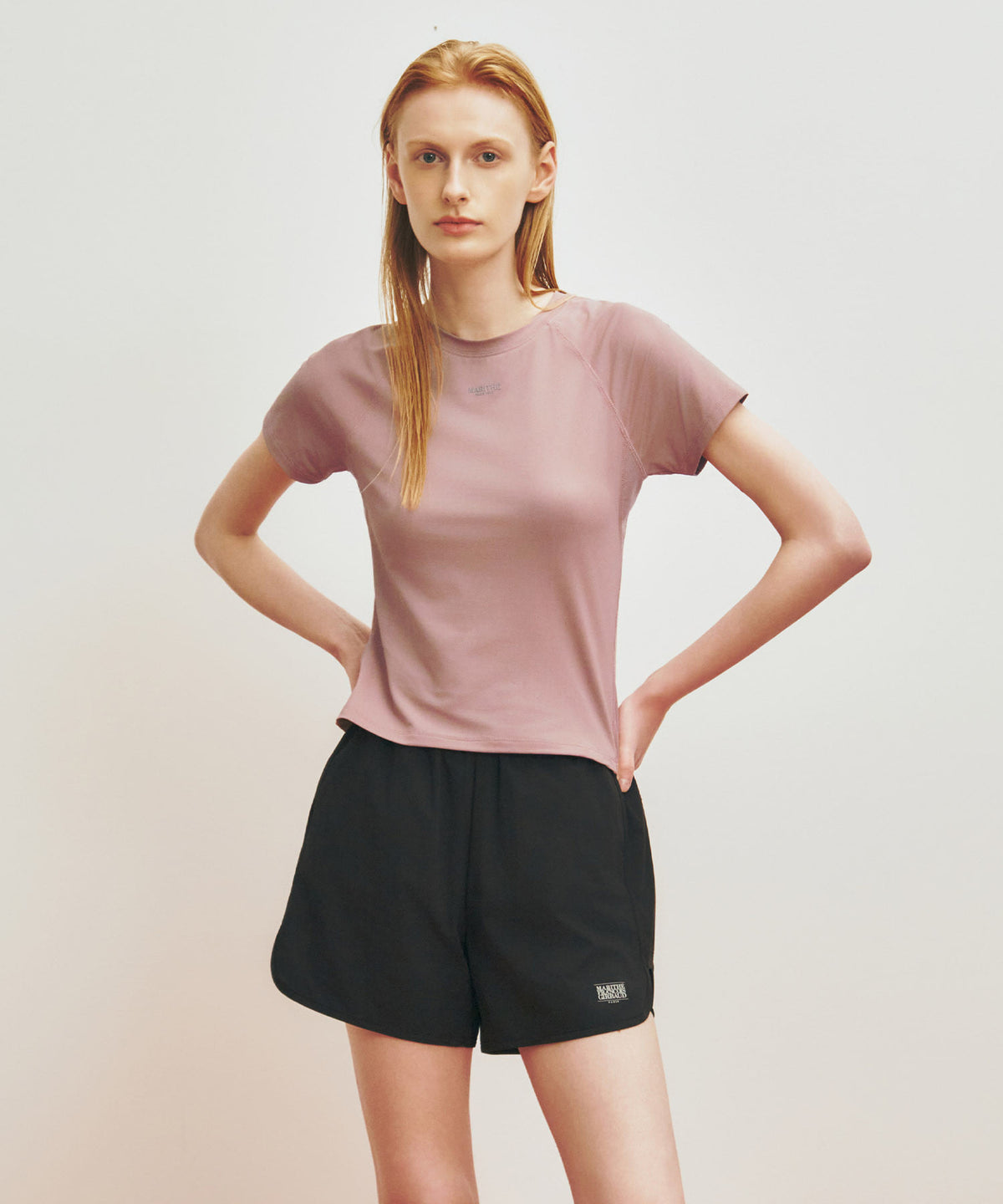 MARITHE SPORT W ATHLEISURE SLIM CROP TEE dark pink